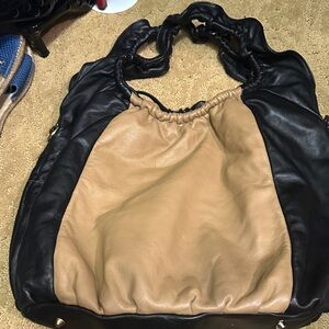 Be & D Black and Tan Hobo Bag